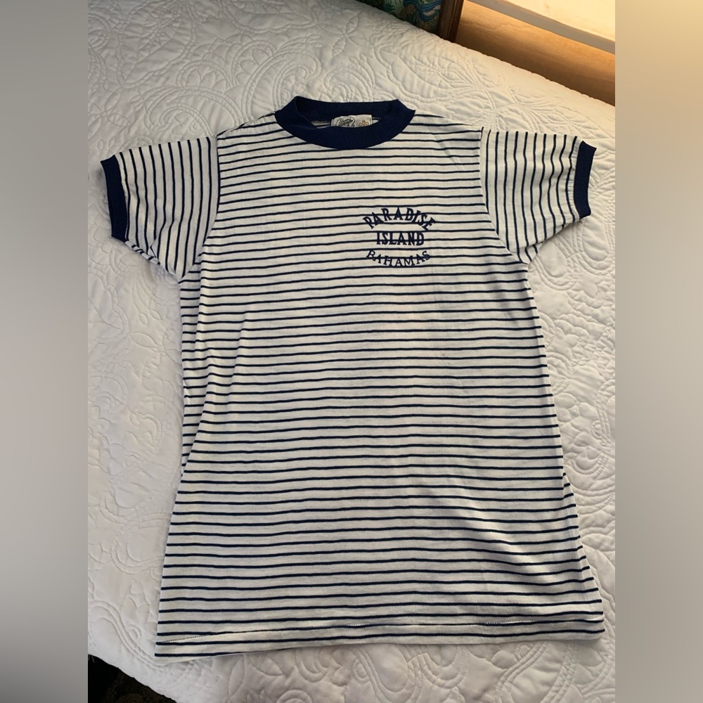 Vintage ringer paradise island nautical T-shirt medium